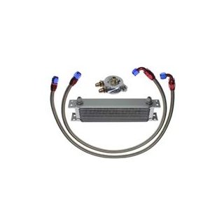 Ölkühler Kit - 10 Reihen + Adapter 3/4"-16 UNF mit Thermostat + 1m AN8 Edelstahl-Leitungen