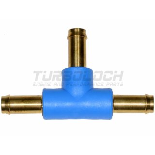 6 mm T-Stück Messing - blau