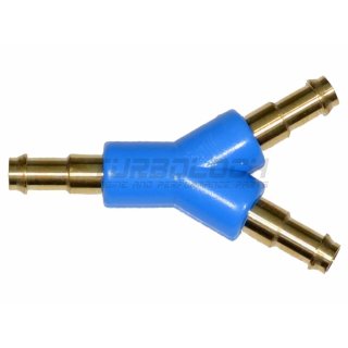 Schlauchverbinder D 4mm Y-Stück Messing blau 