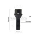 Radschraube Kugelbund M14 x 1,5 x 37mm R14 SW19 - Porsche...