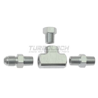 Fitting T-Verbinder M10x1 mm - Inkl. Dash 4 Adapter / Verschlussschraube / 1/8"-27 NPT Adapter