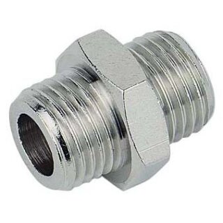 Doppelnippel reduziert - 1/2" - 1/2" - Messing vernickelt
