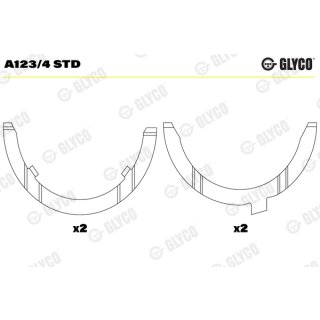 Anlaufscheibe Distanzscheibe Kurbelwelle Glyco (A123/4 STD) - Satz 4 Stck. (Standard-Maß) - 1,8T - AGU - BAM